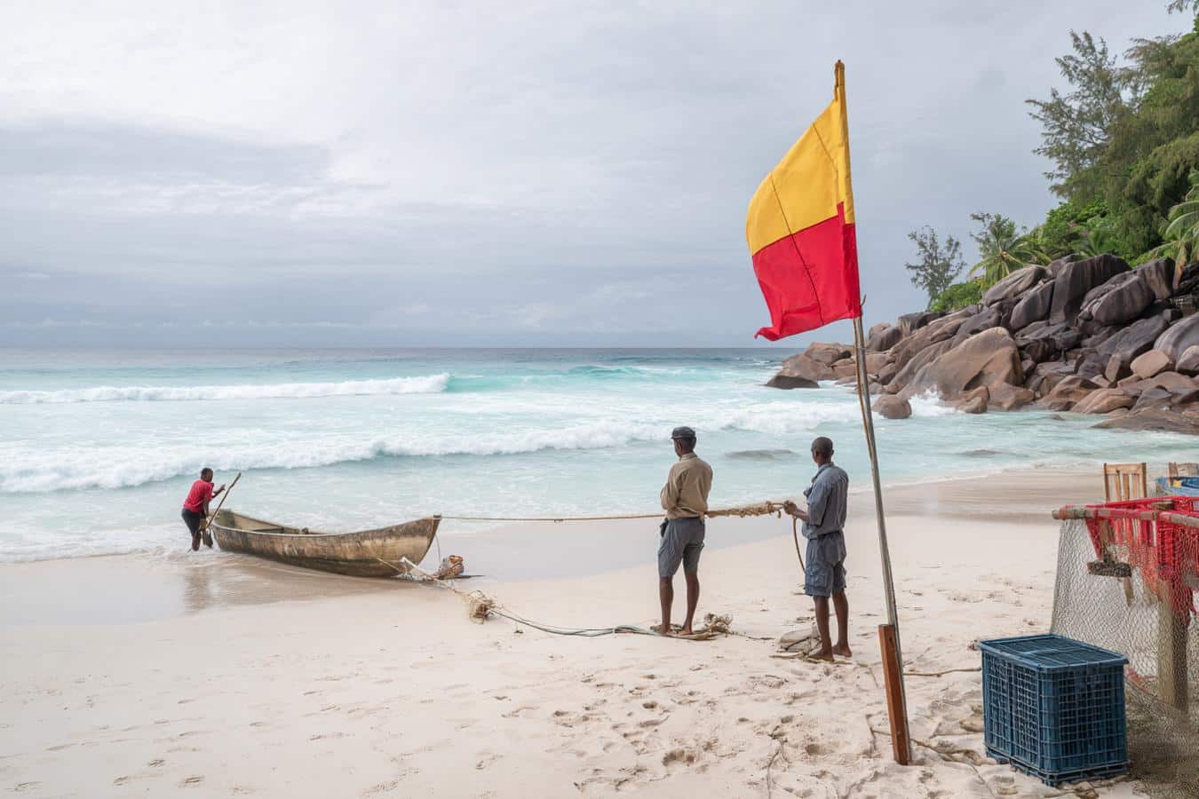 plage seychelles ciel bleu