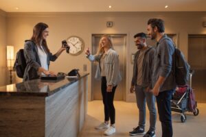 quatre voyageurs partageant frais voyage